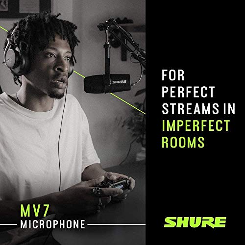 Shure MV7 USB Microphone for Podcasting, Recording, Live Streaming & Gaming,...