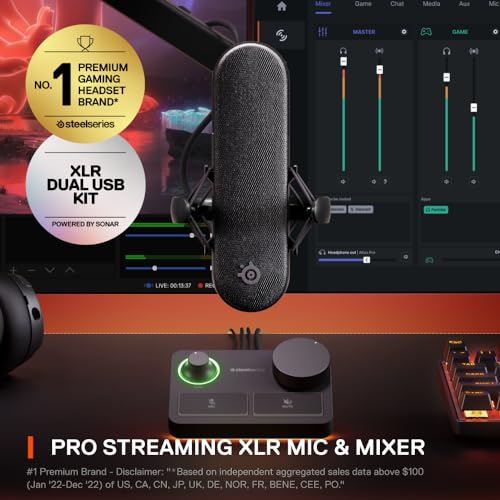 SteelSeries Alias Pro Kit — XLR Mic + Stream Mixer — 3x Bigger Capsule for...