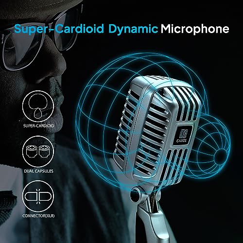 CAROL Vintage Retro Dynamic Vocal Microphone - Super-Cardioid for Live...