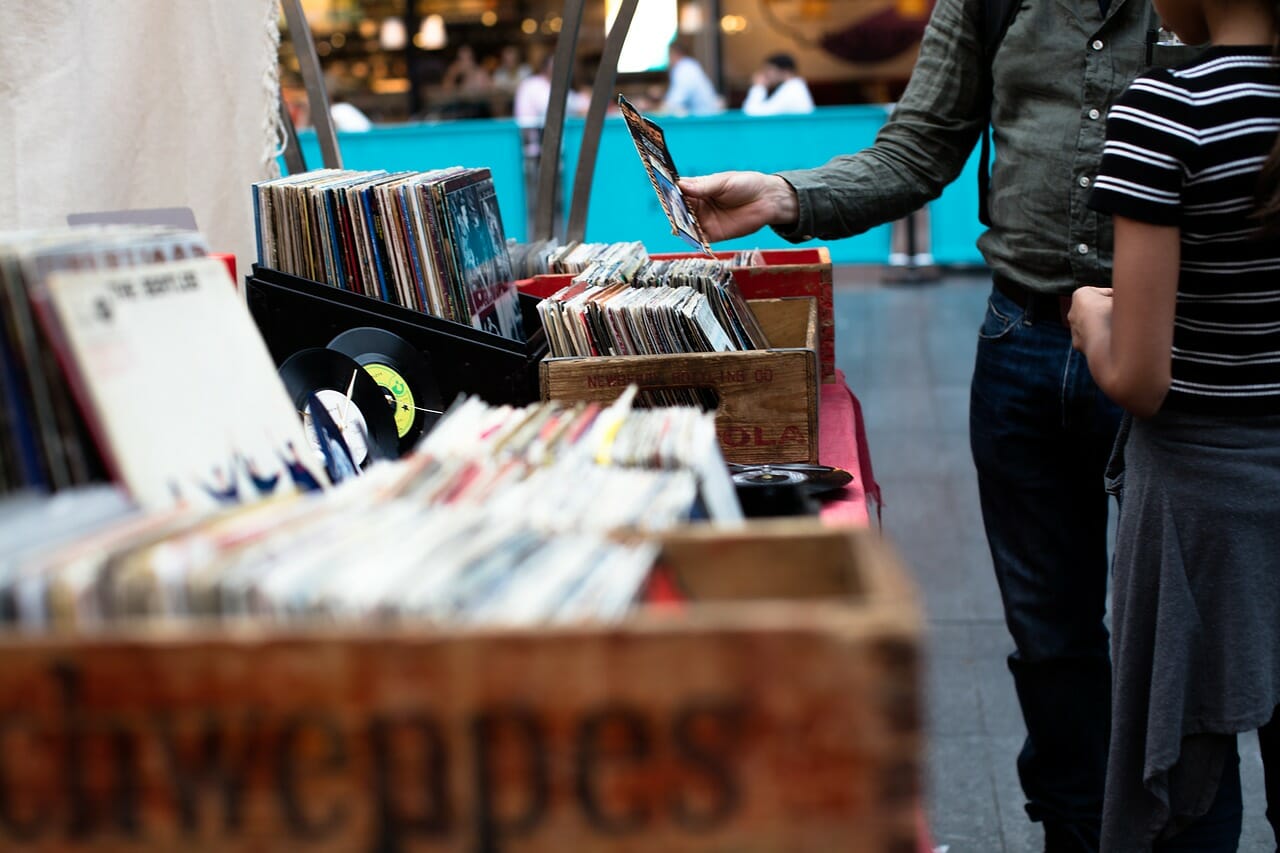 Person looking for music in a record store